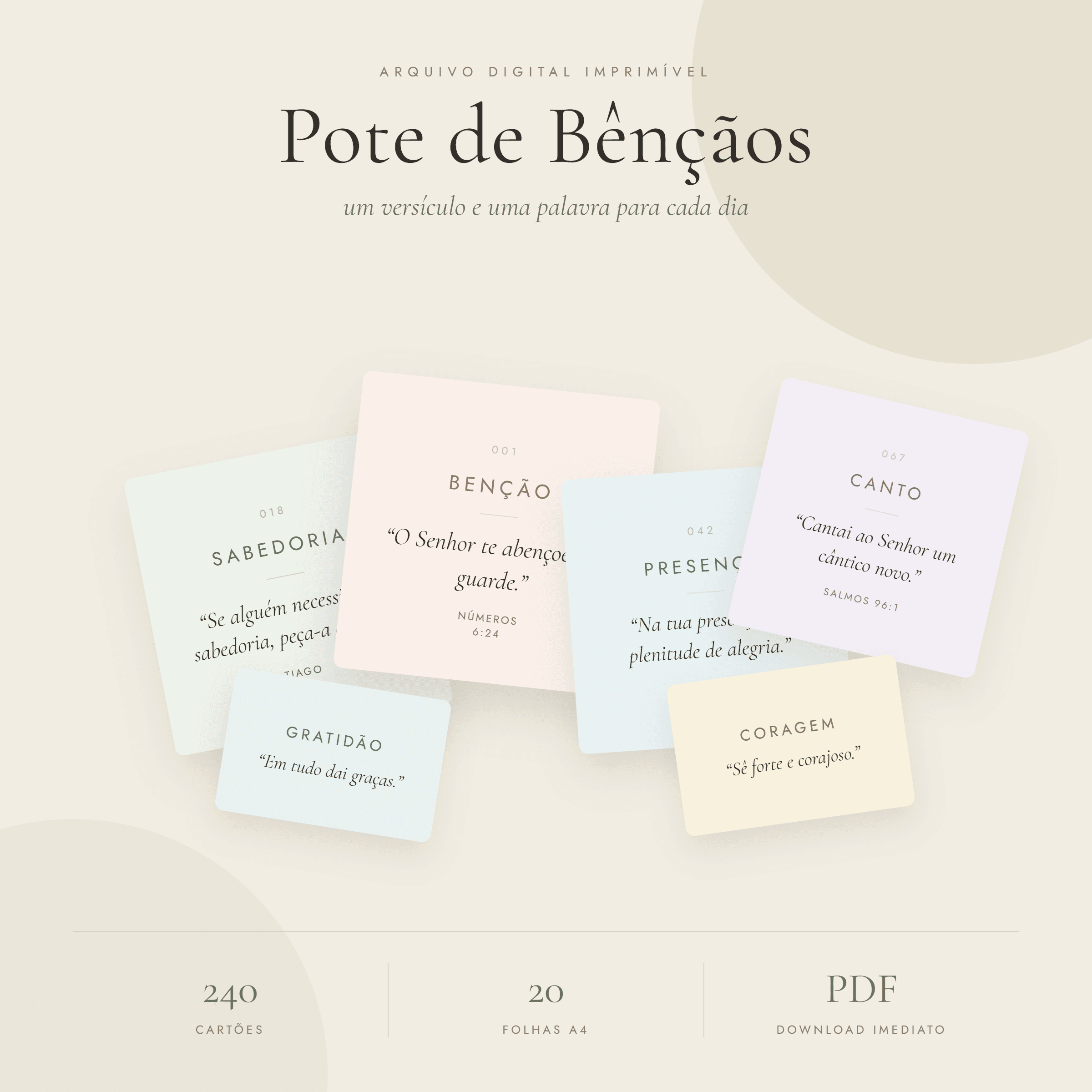 Cartões do Pote de Bênçãos para recortar